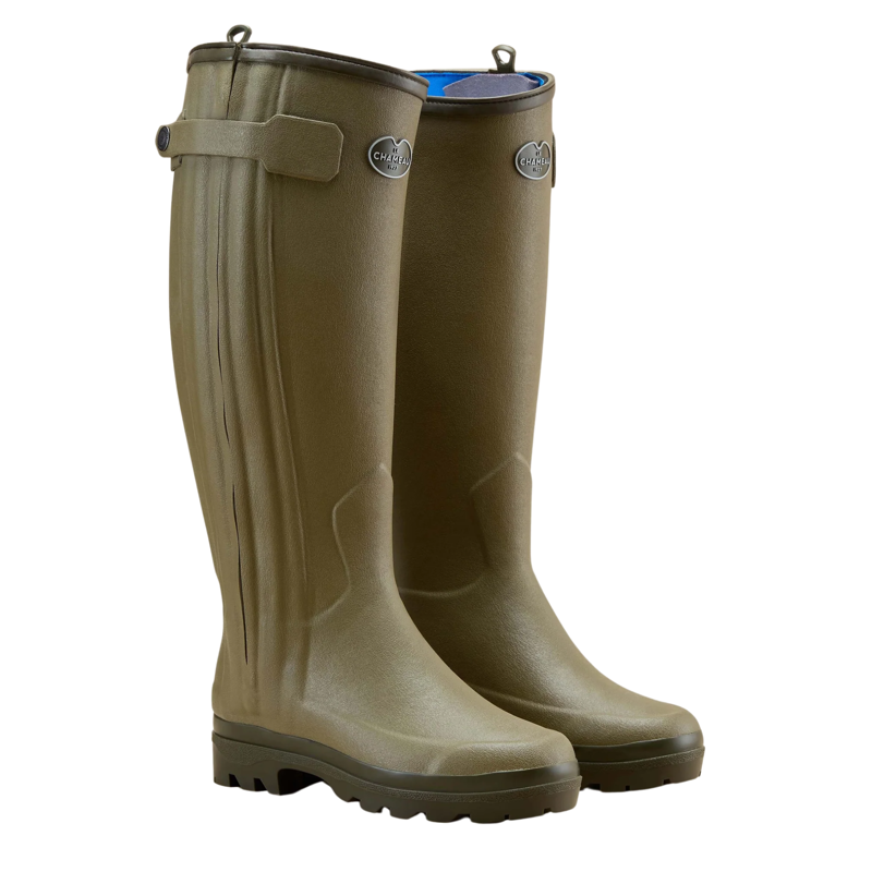 Le Chameau Chasseur Women's Neoprene Lined Zip Wellington Boot in Vert Vierzon